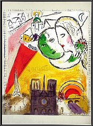 Marc Chagall: 'On Sundays' (Le dimanche) Paris 1954, Original Lithograph Derriere le miroir 66-67-68 | Prints