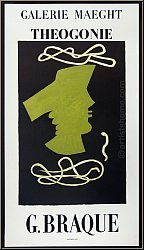 Georges Braque: Original Mourlot Poster 'Theogonie', Galerie Maeght, 1954 - Vintage Exhibition Posters