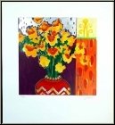 Liz Jardine: 'Firecracker Floral' Easter daffodils, Flowers, Original Serigraph signed | Graphic work, Prints