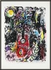 Chagall: Genuine lithograph with the Tree of Jesus Christ in the skies over Paris, authenticity guaranteed