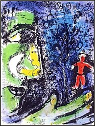 Marc Chagall: 'Profile with Child' Le profil et l'enfant rouge, Original Lithograph 1960 - Lithographs | Print
