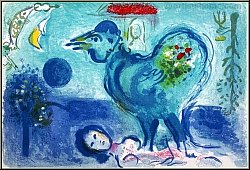 Marc Chagall: Landscape With Rooster, 1958, Original Lithograph - Limited edition prints | Graphic work