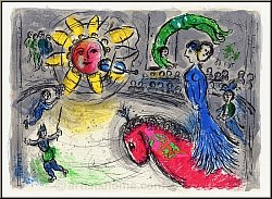 Marc Chagall: 'Sun With Red Horse' Original Lithograph 1979, Circus - Genuine Prints | Limited edition
