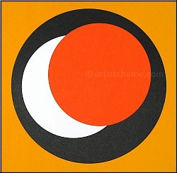 Genevive Claisse: Silkscreen Print 'Cercles' Circles on Yellow 1967 signed - Op-Art | Original Serigraphs