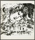 Marc Chagall: The Village With Self-Portrait, Original Lithograph 1957