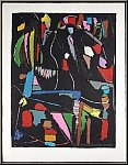 Andr Lanskoy: Abstract Composition on Black, signed Lithograph Arches