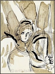 Marc Chagall: Angel with sword, 1956, The Bible, Original Lithograph
