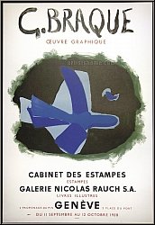 Georges Braque: Poster Galerie Nicolas Rauch 1958, Lithograph Mourlot
