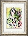 Marc Chagall: 'The Clown With Flowers' 1963, Circus clown in love | Original Lithographs | Genuine Prints