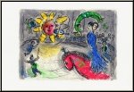 Marc Chagall: 'Sun With Red Horse' Soleil au cheval rouge, Original Lithograph 1979, Circus - Genuine Prints